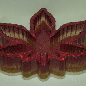 Transparent (red/gold sparkle) leaf ashtray